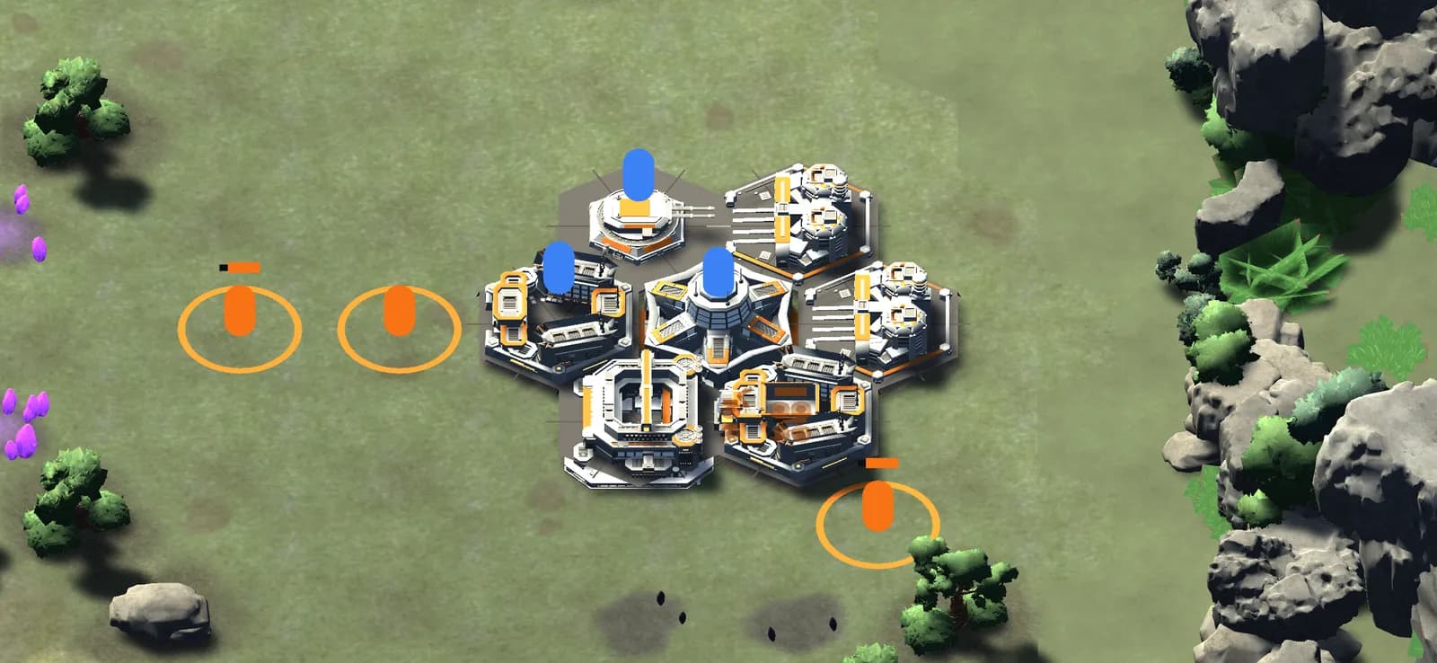 Awakened bombers flying over a fully built Hammerforce base.