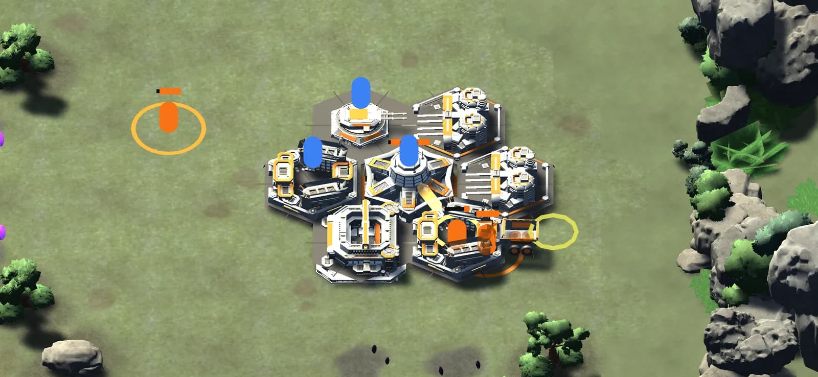 Awakened bombers striking a Hammerforce base, an explosion lighting up the impact.
